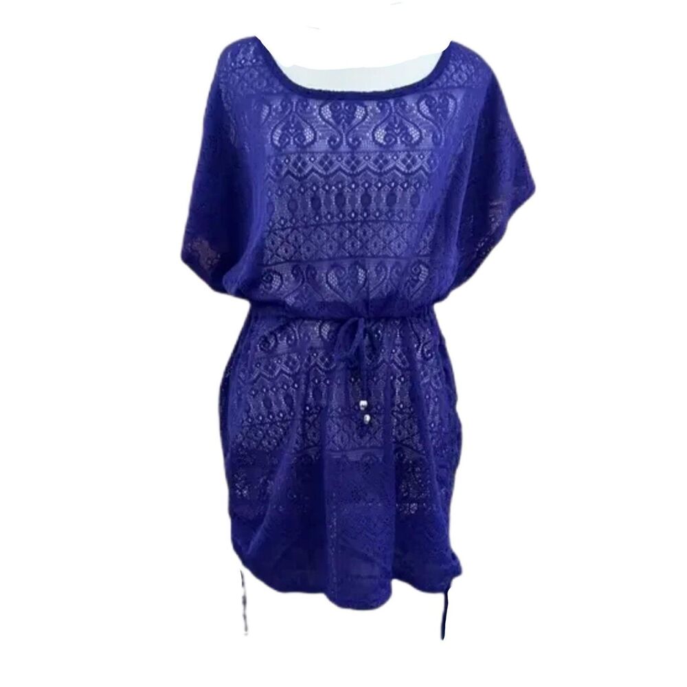 Catalina Lacy Purple Cover Up  with Ties Size L (12/14) Summer Vacation Pool Fun